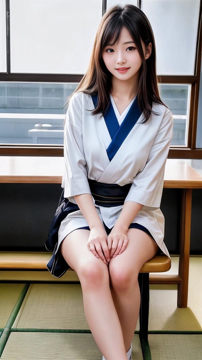 woman, Overweight, Extremely fat, Chubby, Japanese, white judo uniform, spread your legs, judo field, 4k, High resolution, masterpiece, highest quality, fine skin