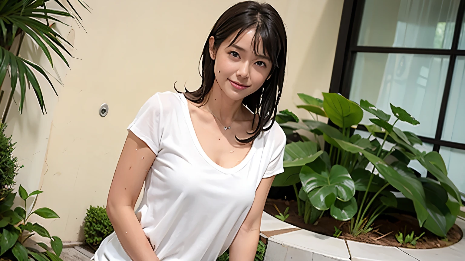 You are a professional photographer。future、Beautiful Eyes、 ((Highest quality)), Clear contours, Woman with beautiful face, (((One Girl,alone))), ((Beautiful Eyes)), Sex Appeal,Albedo and Specular Maps、Accurate simulation of lightweight material interactions、Mr.々A woman who takes a pose, Thin tank top, , Kazami Yuuka, Complex Tank Top Light Smile、perfect body、Travel abroad