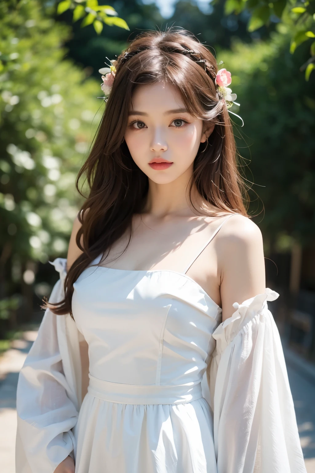  a woman， Japanese，  brown hair  ，****ta时尚，{****ta}，{Clarory }，favorite outfit，coordination，image，expensive，expensive**ィタ，real，Nature，whole body，Headdress， beautiful ，{Dressed like an aristocrat&#39; Daughter}，Miss，rose garden，Rose Garden，garden，Roses are blooming everywhere，real，Nature，{ボンネットHeaddress}，{Use a pannier to fluff up your skirt}，The skirt silhouette is also  beautiful .，My favorite one piece， Lace and Frills ，