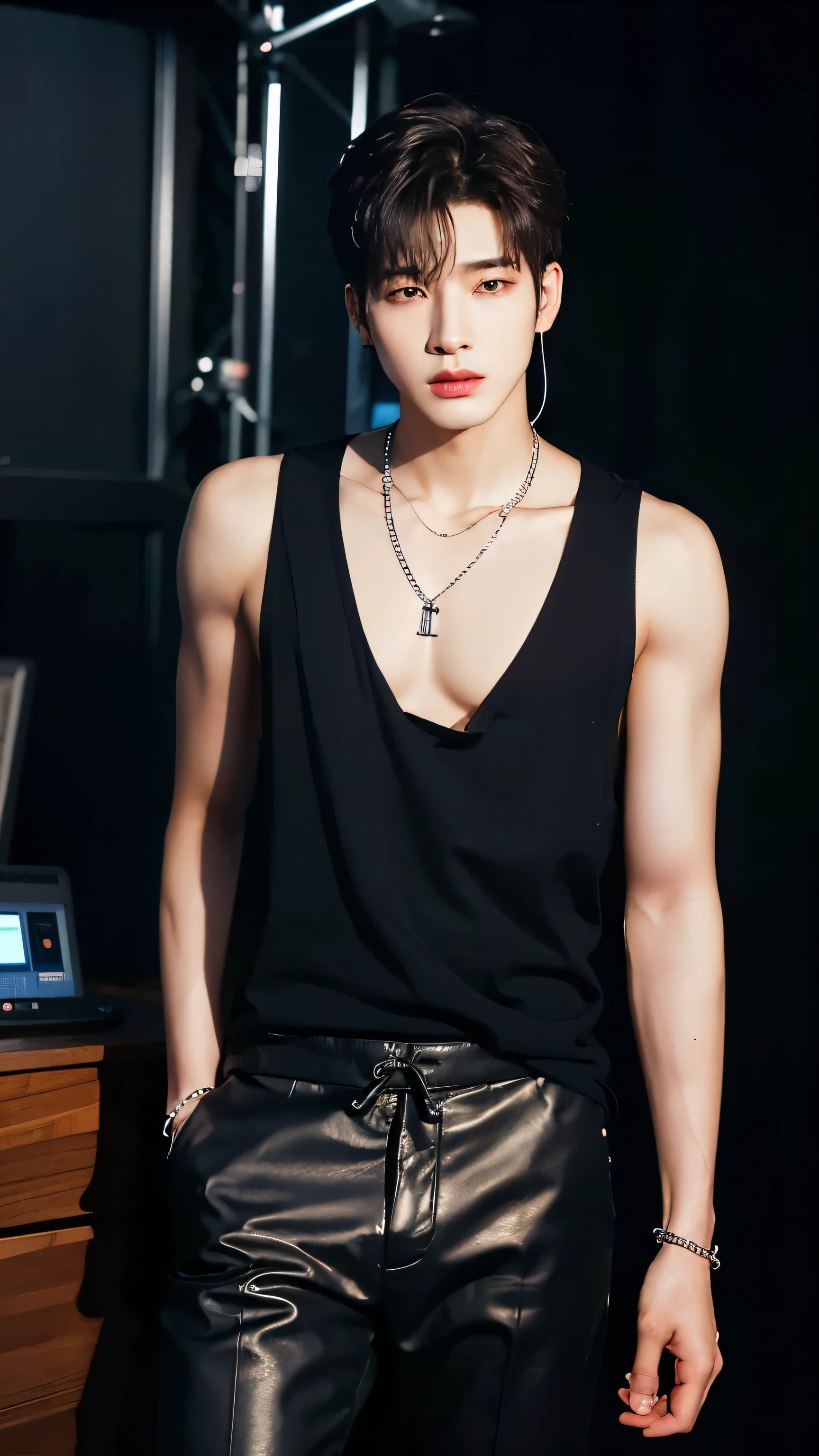 Araffe with white shirt and black mask., con camisa blanca de cuello alto, Jimin, park Jimin, cai xukun, jinyoung shin, Jung Jaehyun, kim taejin, kim doyoung, hyung tae, gargantilla, cadenas de cuello, wearing gargantilla, Jimin\los labios carnosos, fotos oficiales, usando una cadena, hyung tae kim BTS Jimin