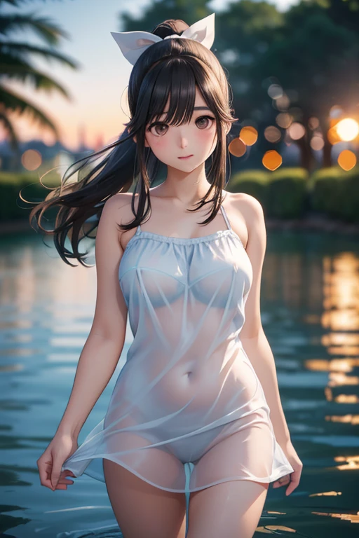 Takane Manaka、 Shiny brown long hair、White ribbon ponytail, beautiful brown eyed middle school students 、smile、Sparkling Eyes, (fine grain)、 very detailed eyes、 very detailed face ,  very detailed eyes, masterpiece, Best Quality,  Hi-Res, (Best Quality,masterpiece:1.2),Alone,Alone、 cowboy shots、


nsfw,Plump nipples、
(masterpiece), (  Pictures Very Difficult :1.3),  floating on the surface of the water,  The most beautiful in the world, ( Tight Green Camisole Mini Dress ), Satin Reflections , Outdoor, Outdoor, Outdoor, Intense sunlight, Distant Fortress ,  Professional Photo Details of Stunningly Beautiful Women,  sharp concentration, dramatic, Awards,  Movie Lighting,  Octane Rendering Unreal Engine ,  volumetric DTX , (film grain,  blurry background,  blurry foreground , Bokeh,  written border depth , sunset,  Motion Blur :1.3)