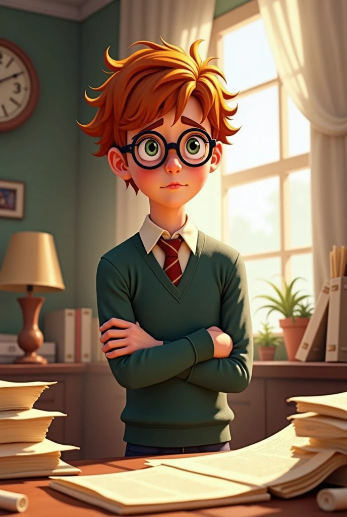 Child studying with a happy face.