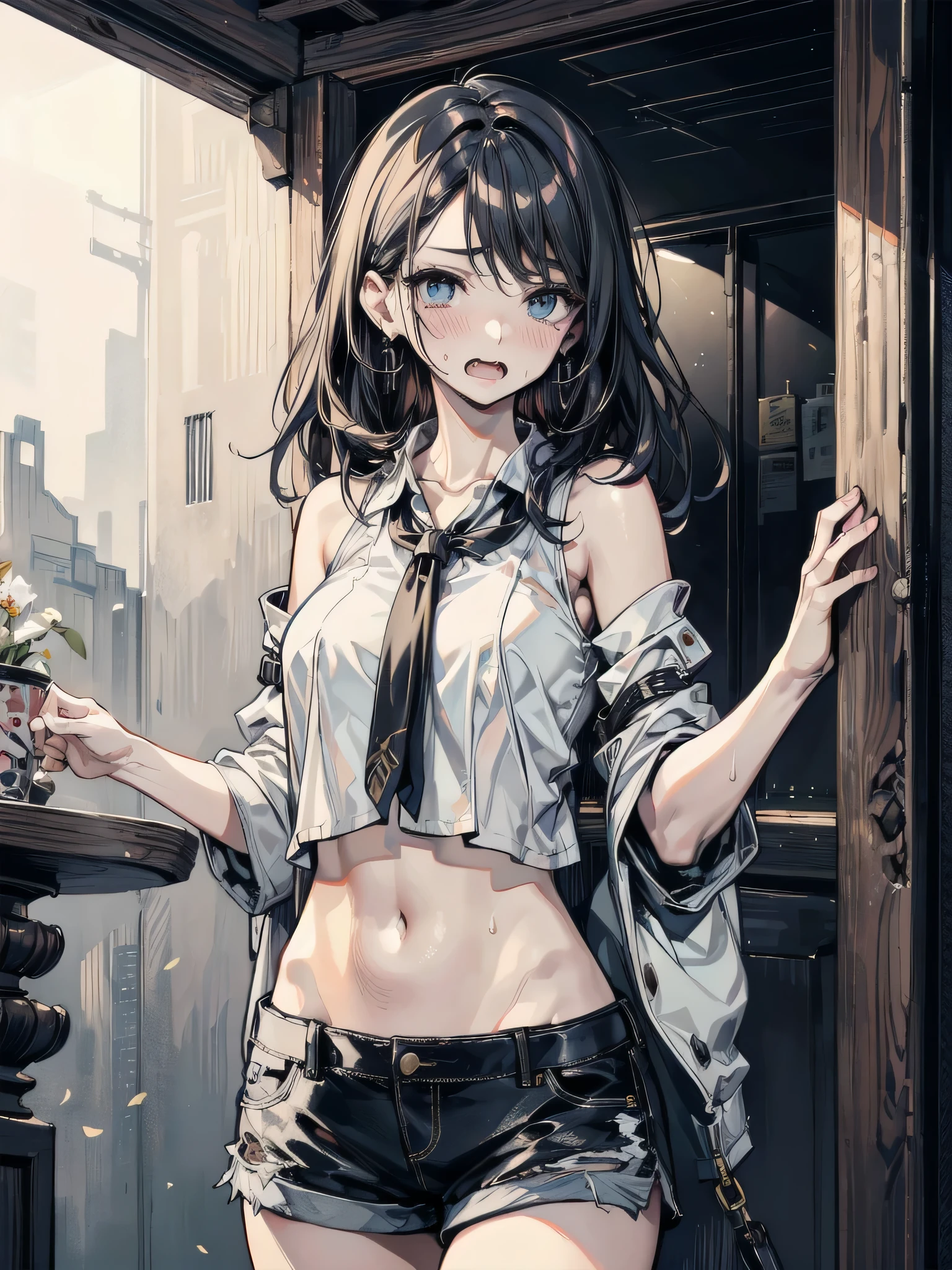 anime girl with ponytail hair standing in a cafe with a cell phone, anime visual of a cute girl, anime visual of a young woman, anime moe artstyle, fine details. girls frontline, kantai collection style, casual pose, from girls frontline, attractive anime girl, makoto shinkai style, makoto shinkai art style, dressed casually