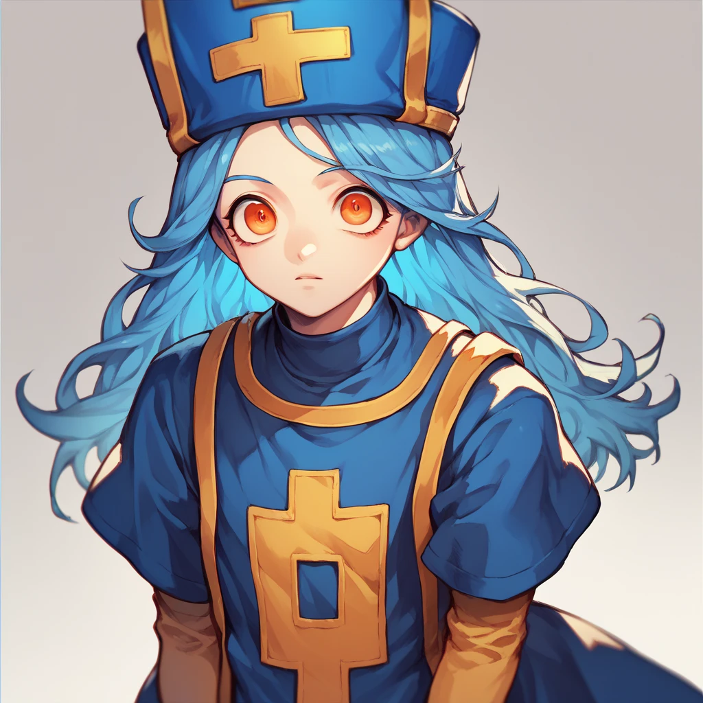 score_9, score_8_Excellent, score_7_Excellent, anime,Priest | Dragon Quest III: Blue Hair, Orange Eyes, Round Eyes