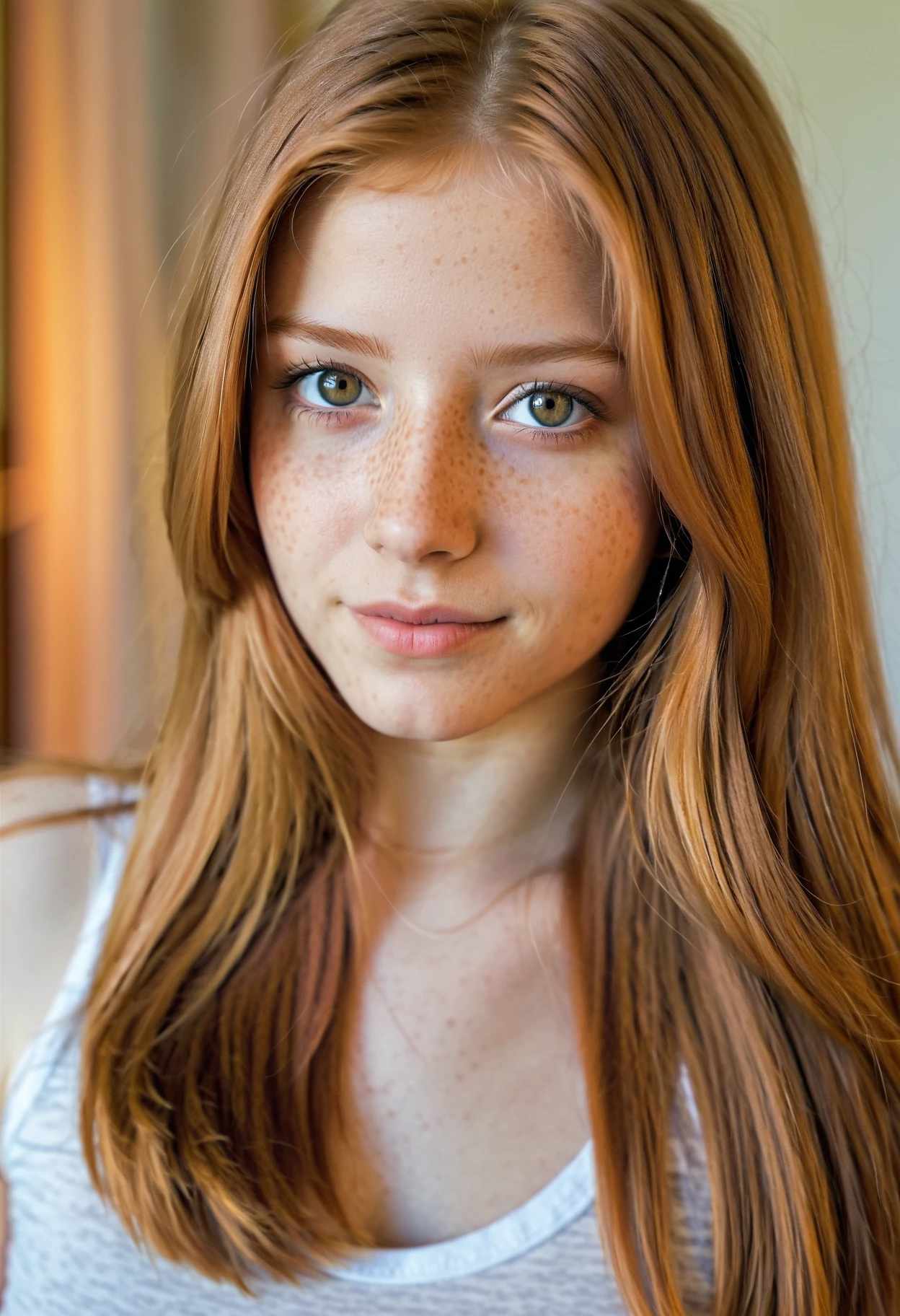 A 12 years old girl, red hair, freckles