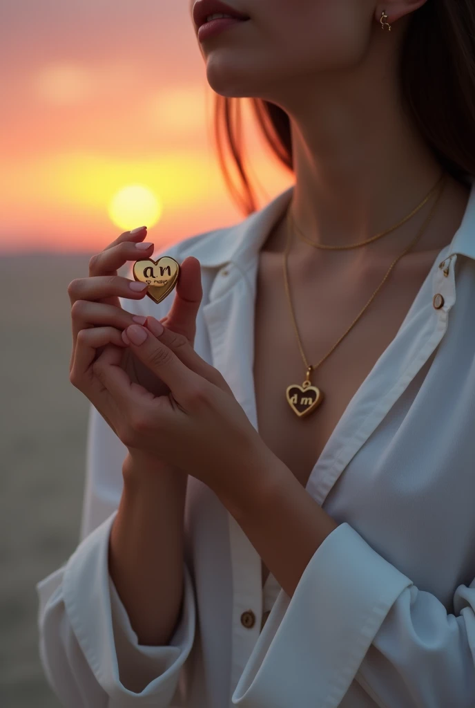 Gold Necklace having i ♥ Mam