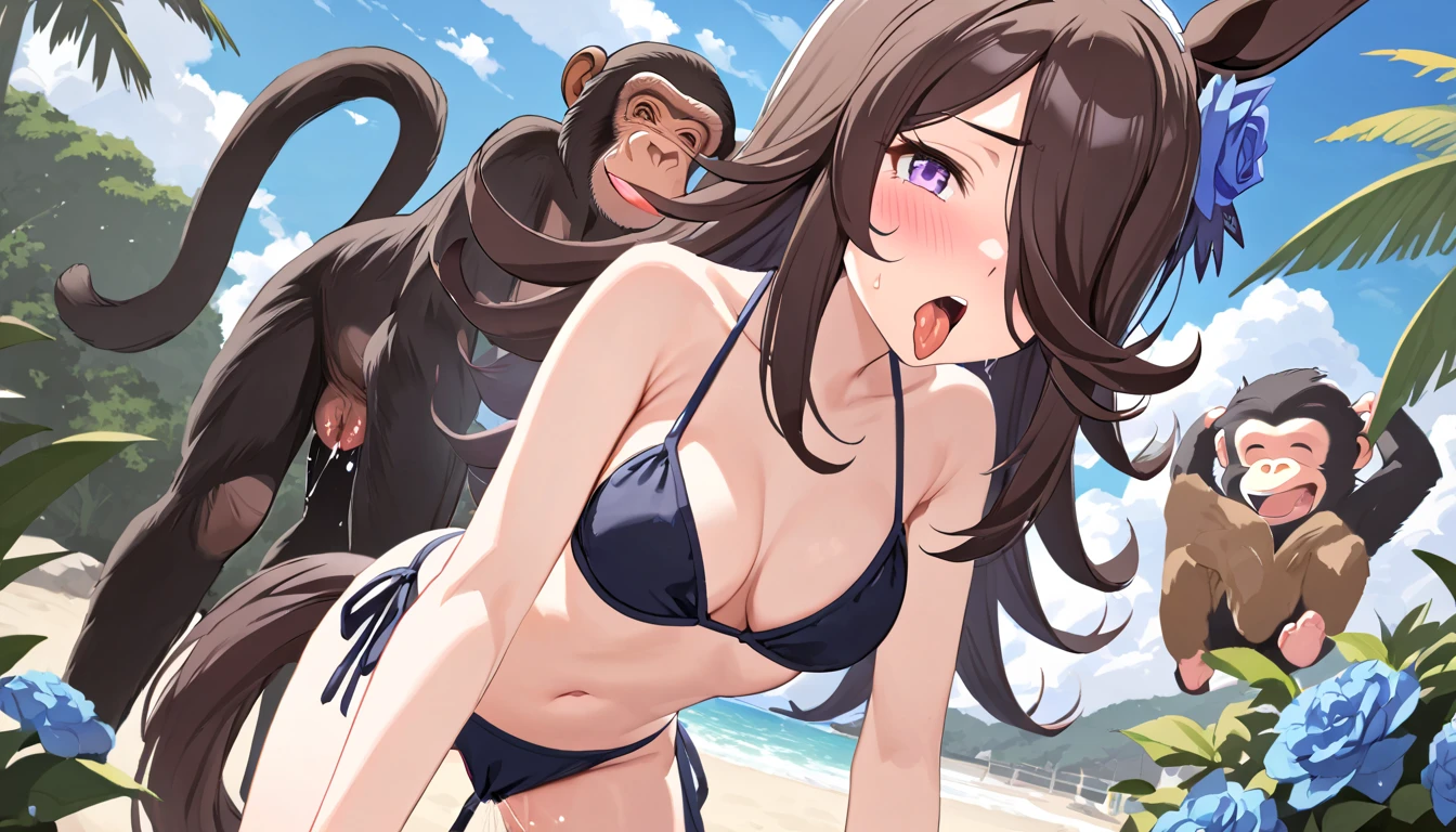 超大群の雄猿に囲まれる 1 人のCompletely naked成人女性, Highest quality, figure, masterpiece, Very clear, Extremely detailed CG, 8K, masterpiece with attention to detail, Highest quality, Official Art, Ultra Clear, Very detailed, High resolution, Detailed mature adult woman, Very detailedな目と顔, Beautiful fine details, ((((Completely naked))), Full nudity, (Beautifully shaped big breasts)))),( (Beautifully shaped big breasts)))),( Beautifully shaped big breasts)))),( (huge breasts of beautiful shape)))),( ( ( Full nudity)), ((Slim and large)))),((Huge blonde sexy mature adult woman)),(Lustrous fair skin)))), skinny, (((Sexy smile))),Ecstatic smile、A very charming smile、blush、Very red cheeks、blush頬、Very heavy makeup、long bangs that hide the eyes,、Blonde hair with pink tips、Blonde multicolored hair color、（（（ lots of heartマーク, heart, heartマーク）））, Looking at the audience, Look forward, (((Slender Super Large)), Perfect Style, (((Seduce))), Emphasized, Crotch Emphasis, Sitting, So many hands squeezing her breasts、So many hands touching her breasts、( ( Put your arms behind your head)))),bedroom、 (((Surrounded by a large number of crowded male monkeys)))), ((Packed with so many super-masses of male monkeys)), ((He is seen surrounded by a large group of male monkeys.)), (((He is surrounded by a massive group of male monkeys, so densely packed that they fill the entire space.))), ( In the background, a large group of male monkeys are crowded together, filling the entire screen.), A huge group of male monkeys swarming in all directions, At the top, a group of giant male monkeys, end, about, He is surrounded by a group of male monkeys so densely packed together that there is no space between them., (((A huge group of male monkeys fills the entire area.)), (Surrounded by a large number of crowded male monkeys)))), (( Many male monkeys in groups)), ((He is seen surrounded by a large group of male monkeys.)), (((Surrounded by a horde of male monkeys so densely packed that they filled the entire space.))), (In the background, a large group of male monkeys are crowded together, filling the entire screen.), A huge group of male monkeys swarming in all directions, A huge group of densely packed male monkeys, Down, about, He is surrounded by a group of male monkeys so densely packed together that there is no space between them., ((A huge group of male monkeys occupying the entire area)), ((A huge group of male monkeys crowding together)), ((Surrounded by a large group of male monkeys)), (Surrounded by a horde of male monkeys so densely packed that they filled the entire space.))), ( In the background, a large group of male monkeys are crowded together, filling the entire screen.), A huge group of male monkeys swarming in all directions, A huge group of male monkeys crowded at the summit, end, about, He is surrounded by a group of male monkeys so densely packed together that there is no space between them.