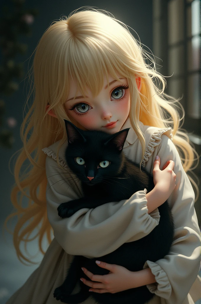 masterpiece, Best quality, ultra-realistic image, человек делает selfie с котом, fluffy black cat, selfie, smart cat, hold the cat, running cat, That's funny
