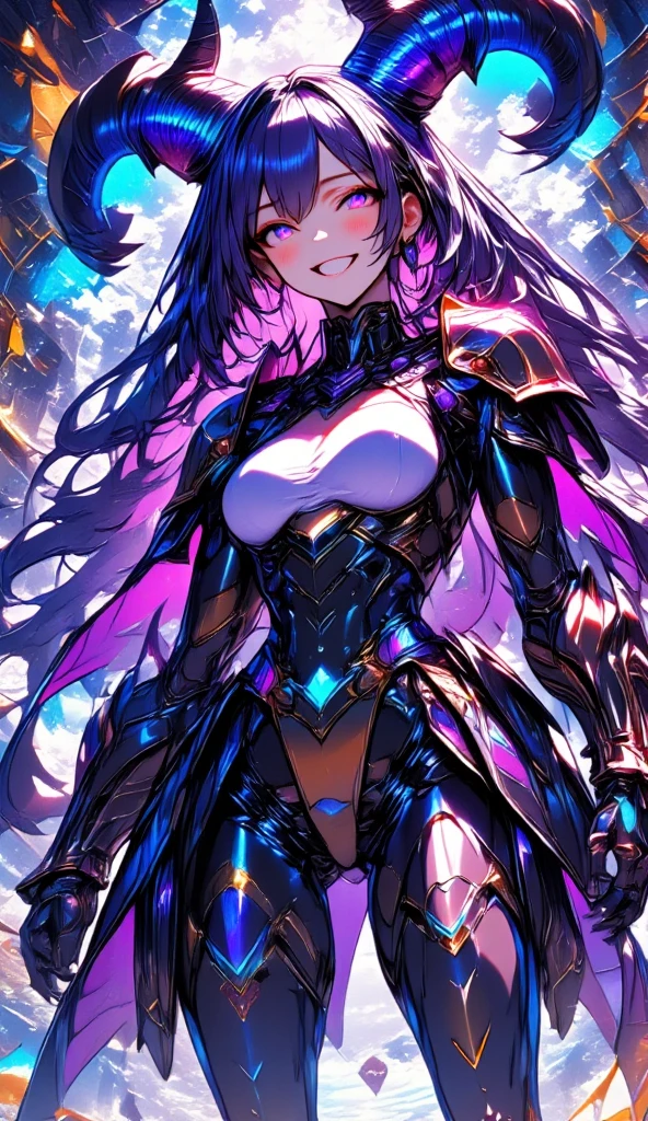 Girl with large thighs small waist and , detailed long black iridescent hair, detailed iridescent eyes, 8k