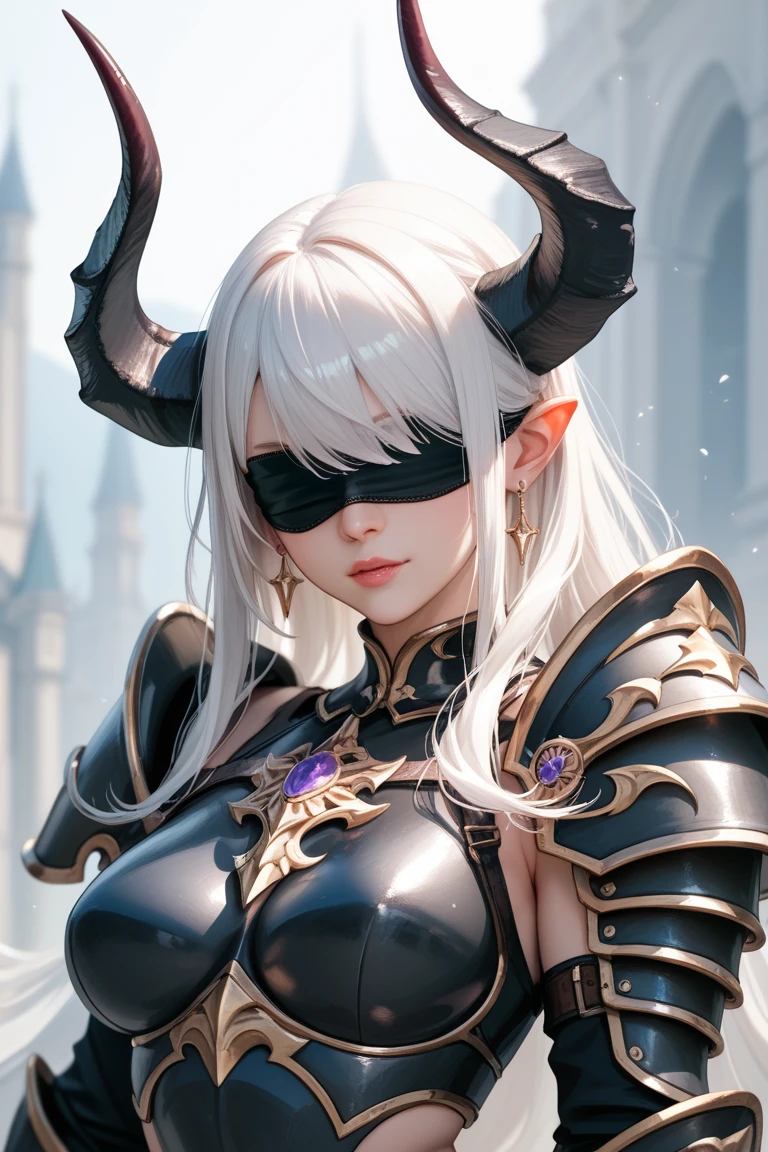 (High Detail:1.2) Anime Girl, (Best quality, Detailed), (dark and happy, gravelly:1.3, dark:1.2), 1girl, (solo), elf, long braids hair, light gold hair, ((blindfold)), long pointed ears, fair skin, big breasts, white dress, deep neckline, sinister, intense look, church, background dark, Volumetric light, hyper realistic, super detailed, Dynamic pose, (very sexy body, detailed face, detailed eyes, masterpiece, highly detailed, 8k, best quality, vibrant colors, digital art, concept art)