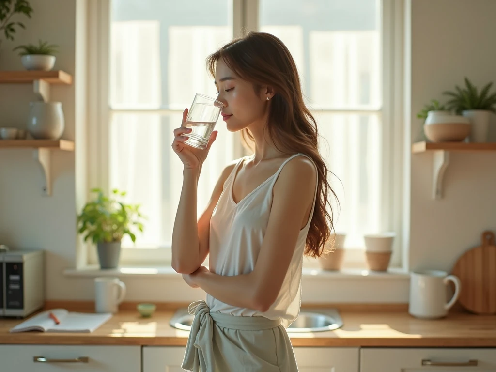 woman taking a spoonful of olive oil