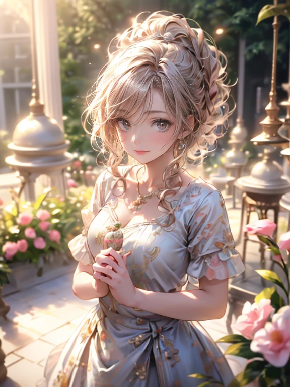 ((cute girl happily indulging in a wide variety of sweets on table)), with a joyful expression on her face, in a garden full of blooming flowers. (best quality,4k,8k,highres,masterpiece:1.2), ultra-detailed:1.2, (realistic,photorealistic,photo-realistic:1.37) illustration, vibrant colors, soft natural lighting, mouth-watering treats, colorful dessert table, exquisite cake displays, delectable pastries, tempting chocolates, scrumptious ice cream, delicious macarons, sweet aroma filling the air, whimsical garden setting.