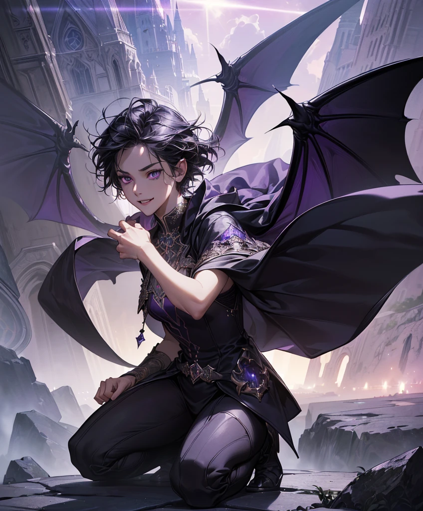 younge boy，There are bat wings，Handsome