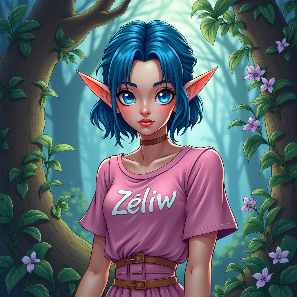 (masterpiece), best quality, expressive eyes, perfect face, ((best quality)), ((masterpiece)), (detailed), 4k, physically fit gnome girl, she is attractive, short blond bobbed hair, highly detailed glowing purple eyes, elf ears, she is wearing a purple robe that is blowing open showing her dark blue shorts and white shirt.