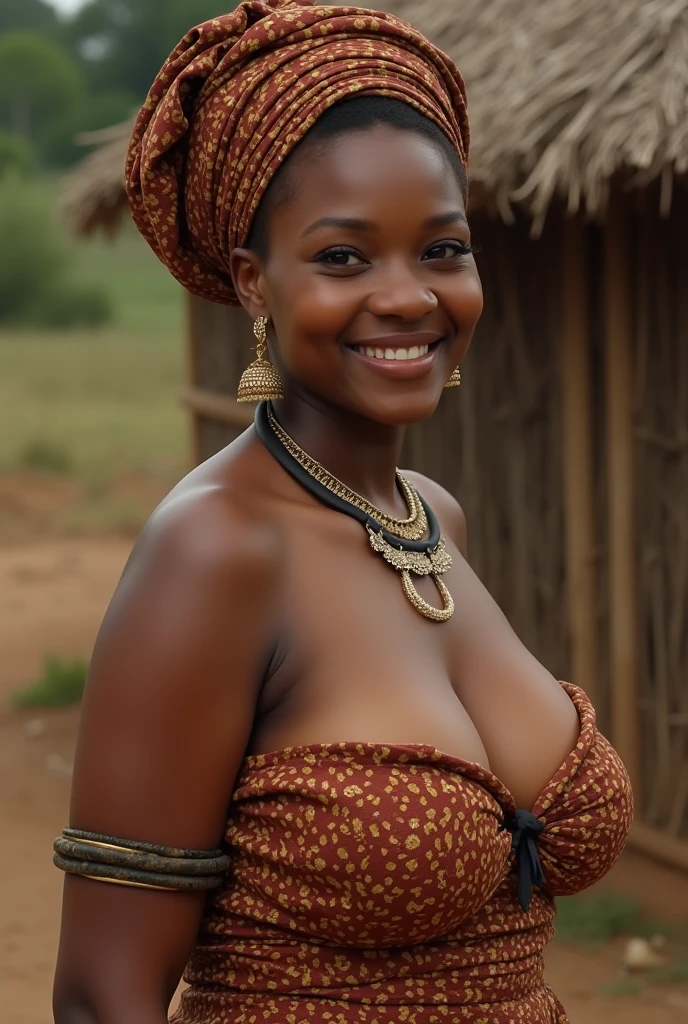 best quality, JS_Umhlonyane,1girl,tribal outfit,upper body,smile,  <lora:JS_Umhlonyane:0.7>