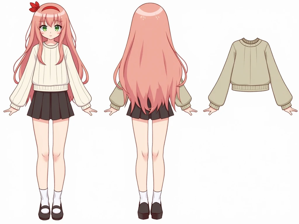 ((Masterpiece, highest quality)), detailed face, character sheet, Full body, full of details, multiple poses and expressions, highly detailed, depth, many parts, 1girl, school uniform, long sleeves, pink hair, wavy hair, long hair, blunt bangs, tsundere, angry expression