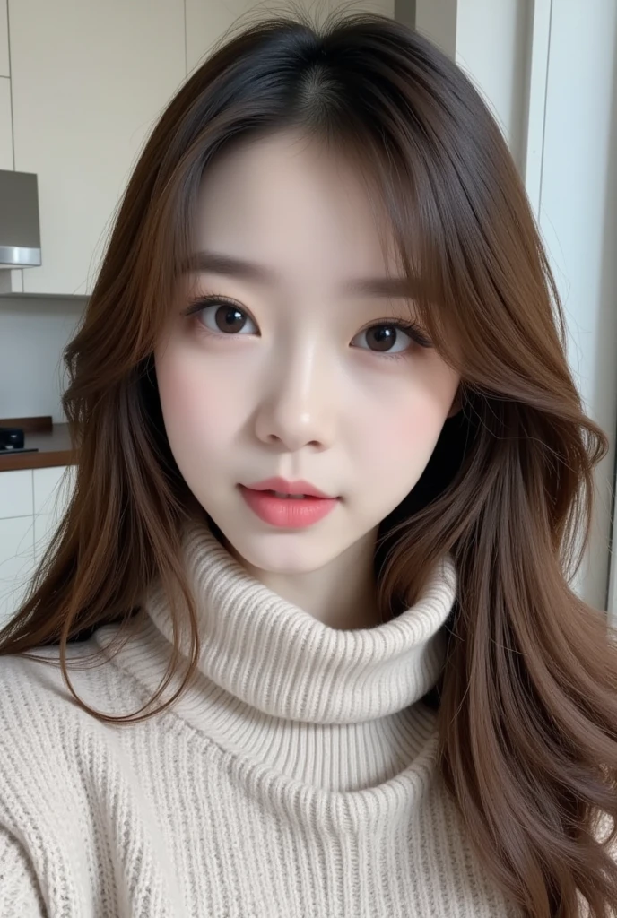 (Loli girl),South Korea ,(Tongue:1),orgasm,, Face Light, shiny face ,, Sophisticated eyes ,( 穿turtleneck sweater,,),， Ultra HD, masterpiece ,  height detail ,  high quality ,  Best Quality , HD Symbol 