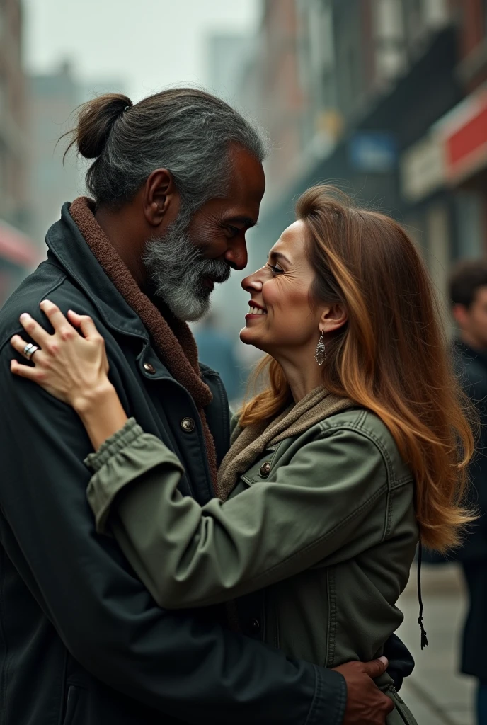 Woman giving a homeless man a blowjob in an alley