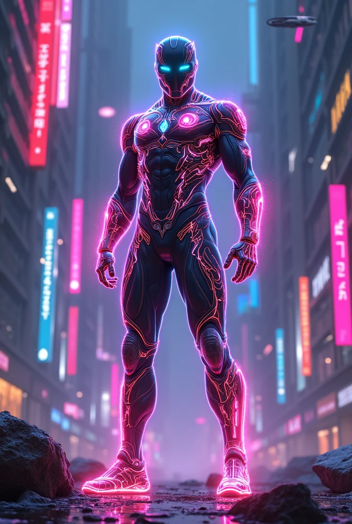 Neon version of a superhero,