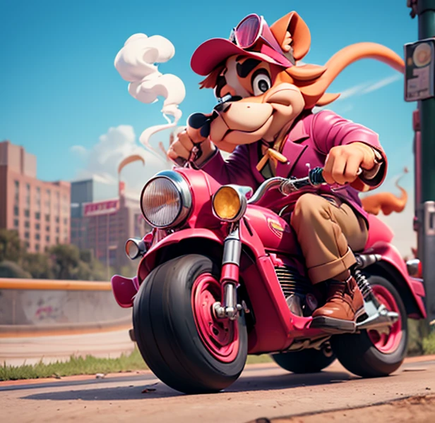 Snagglepuss smoking Cigar Holding Dynamite riding Skateboard on New Jersey 