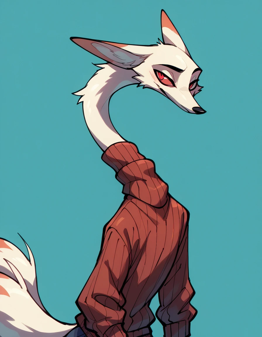 Furry kitsune Male red pupils ,long neck ,Sweater 