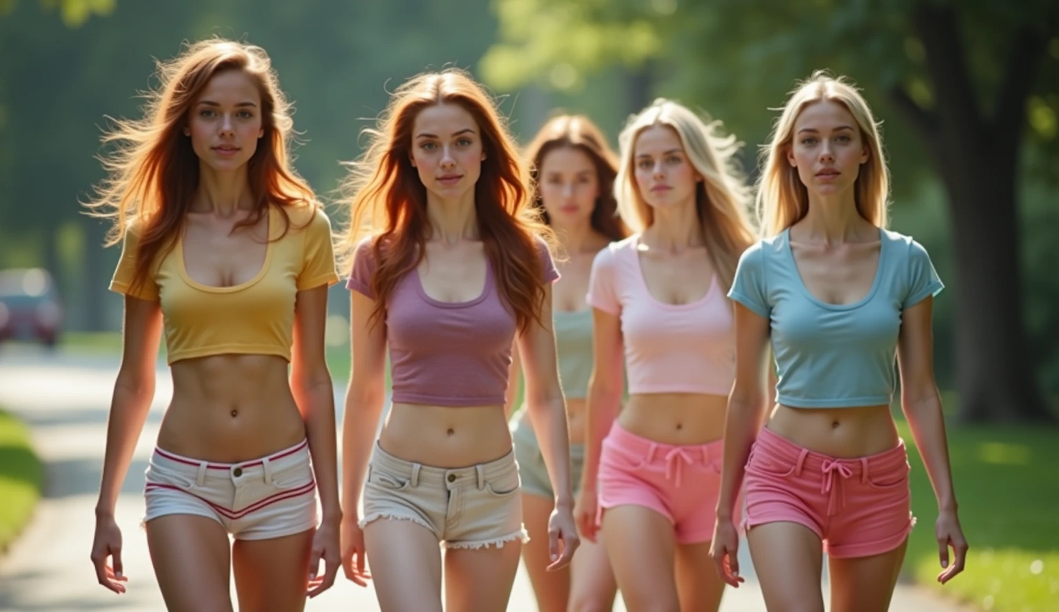 2heads, two headed girl, (one torso:1.5), pale skin, Scottish redhead, teenager, white girls, different ages, (two heads on one body:1.4), (first head uncomfortable:1.5), (second head unhappy:1.5) conjoined twins, heads side by side, one torso, young, uncomfortable, barefoot