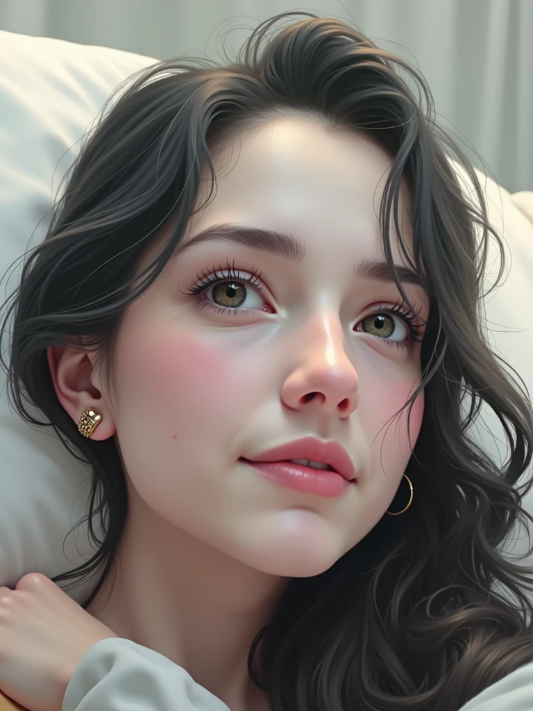 there is a woman that is sitting in a car with her hand on her chin, profile image, no makeup wavy hair, profile photo, taken in the early 2020s, headshot profile picture, selfie of a young woman, 30 years old woman, 3 0 years old woman, kaitlyn michelle siragusa, close up face