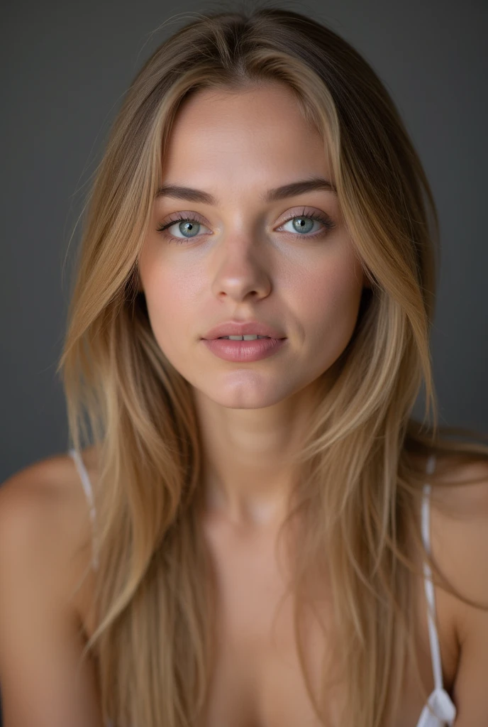 Portrait of an 18 year old cute beautiful perfect face petit teen, beautiful russian girl, long dark blonde hair, masterpiece, Full body Portrait, big ass, realistic picture, Dslr, detailed skin, detailed face, hyper realistic, background is a hotel room, (high detailed skin:1.2), 8k uhd, dslr, soft lighting, high quality, film grain, Fujifilm XT38k, {{1girl}}