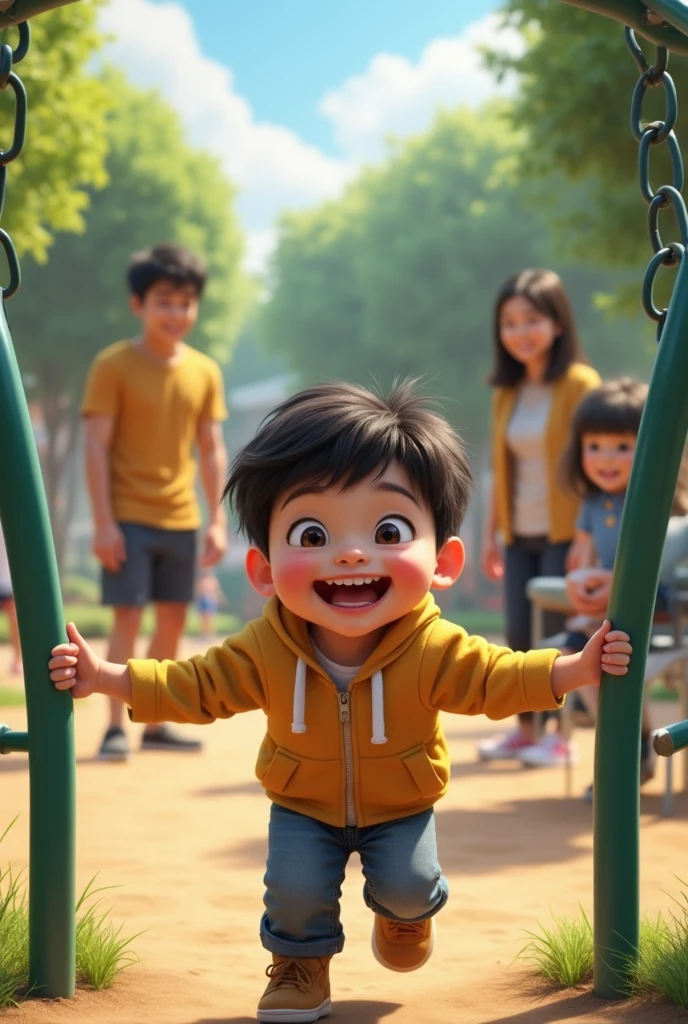Creat a 18 boy try to talking with 4 peoples who standing Infront of his , the boy opening his hands and try to explain something, background is a normal road, 8k very ultra realistic