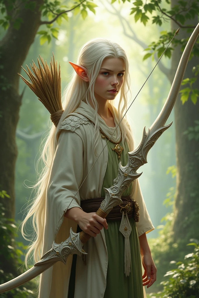 hair of elf, forest in background