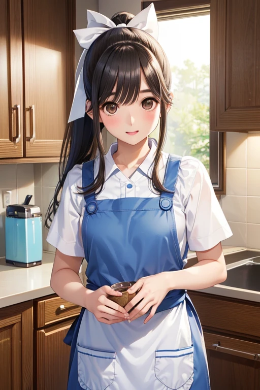 beautiful detailed girl, clear and beautiful, Chef in classic attire, long hair, chef hat, Pose with hands together
