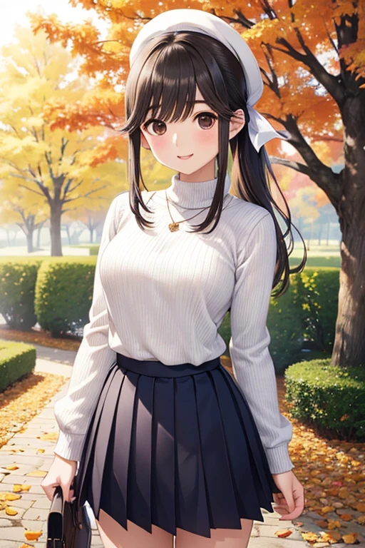 Takane Manaka、 Shiny brown long hair、White ribbon ponytail, beautiful brown eyed middle school students 、smile、Sparkling Eyes, (fine grain)、 lights 、 extremely detailed face,  lights , masterpiece,  best quality,  Hi-Res, ( best quality,masterpiece:1.2),Alone,Alone、 cowboy shots、



One woman standing,  mature woman , /(Ribbed sweater/) /( Red Pleated Skirt /) beret necklace , /( brown hair/) bangs, 赤面した優しいsmile, (名作  best quality:1.2)  Delicate Illustration Super Detailed ,  Lower your arms BREAK /(Outdoors in the park/) Brick Road, Autumn leaves on a tree々,  detailed background 