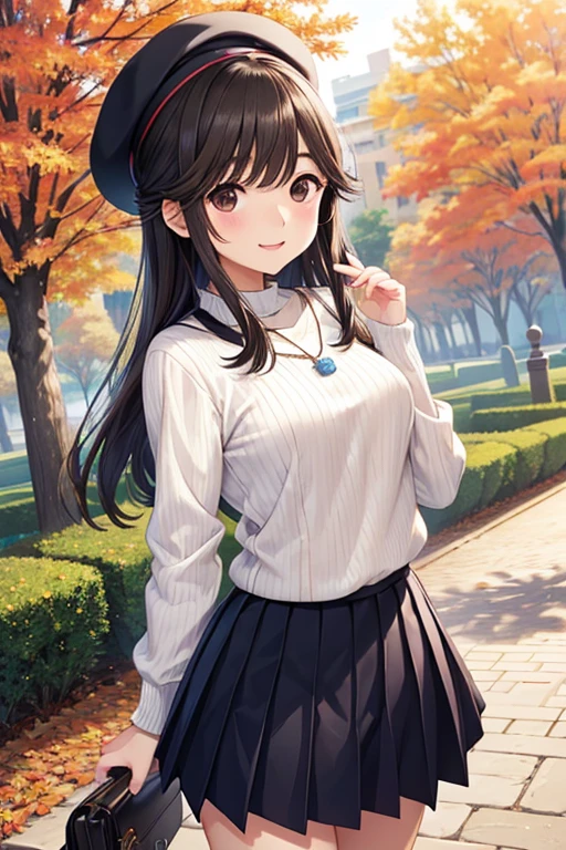 Takane Manaka、 Shiny brown long hair、, beautiful brown eyed middle school students 、smile、Sparkling Eyes, (fine grain)、 lights 、 extremely detailed face,  lights , masterpiece,  best quality,  Hi-Res, ( best quality,masterpiece:1.2),Alone,Alone、 cowboy shots、



One woman standing,  mature woman , /(Ribbed sweater/) /( Red Pleated Skirt /) beret necklace , /( brown hair/) bangs, 赤面した優しいsmile, (名作  best quality:1.2)  Delicate Illustration Super Detailed ,  Lower your arms BREAK /(Outdoors in the park/) Brick Road, Autumn leaves on a tree々,  detailed background 