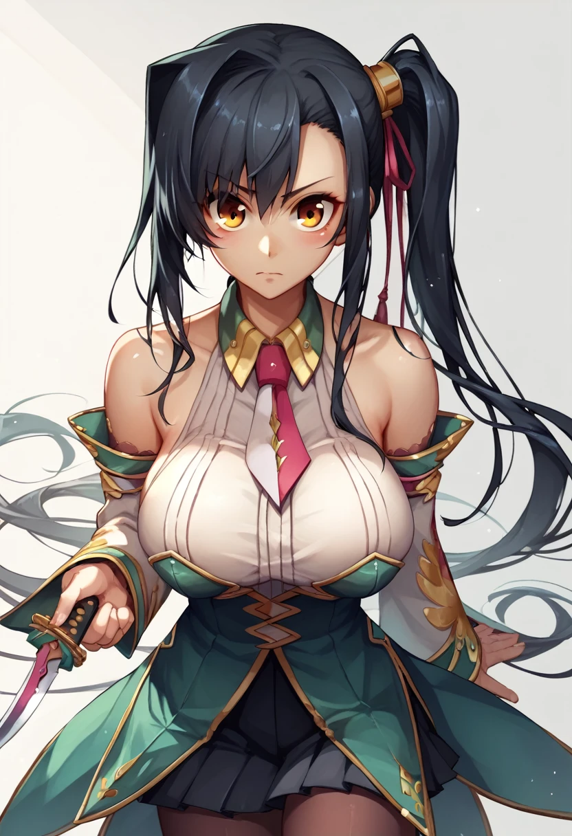 Kanu aisha_koihime _music　 side ponytail　Big Eyes　 black hair　Big Breasts　Guan Yu　Blue Dragon Moon Knife　Chinatown