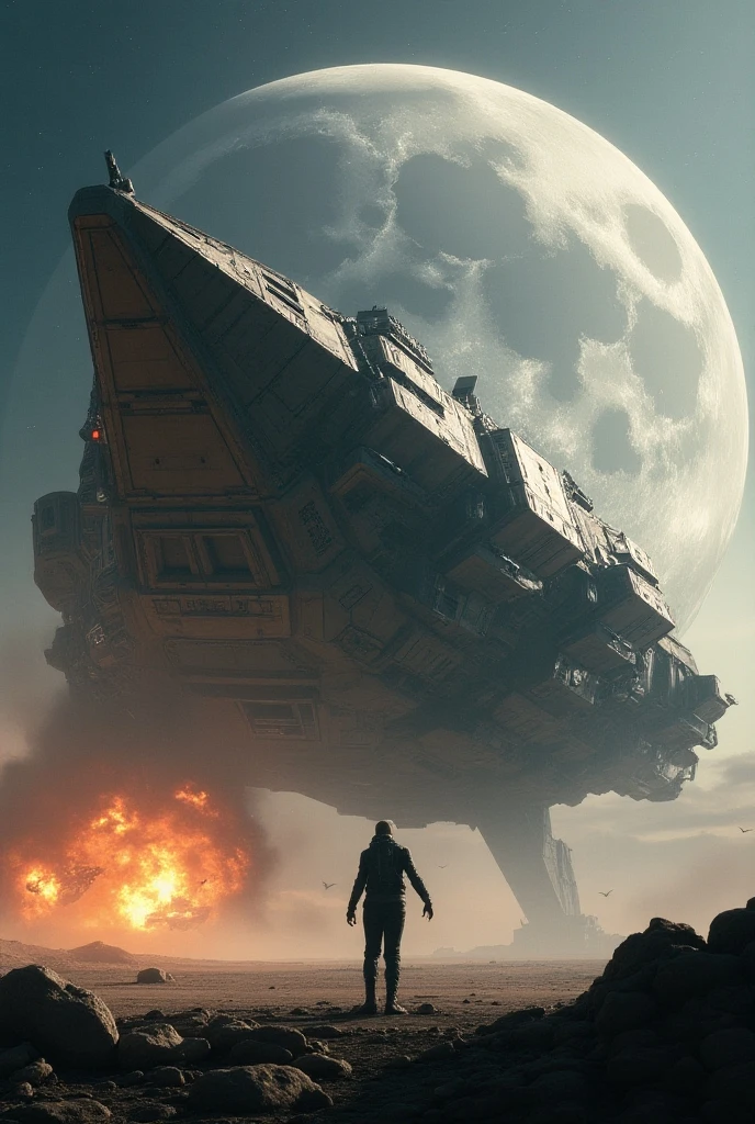 (scifi art:1.5), Post-apocalyptic sci-fi world, (Ciudad voladora:1.7), a ((( DARK world post acalyptic ))),panoramic background , cinematic scene, behind in space , skull , spaceships flying, in sky ((( far f14 aircrafts white and gray camouflage ,in lot of fire and smoke ))) extremely detailed cinematic scene, , 4k, max quality, max resolution, cinematic, 8k, epic 8k, (Extremo Detallado 8.5, highest detailed), HDR, Realism, Epic, (masterpiece, best quality, ultra realistic, 32k, detail skin, 8k uhd, dslr, high quality.,more detail XL (El enorme mecanismo arroja humo:1.3), panorama view, nubes de humo, Nubosidad oscura, (Obra maestra), (vivid colors:1.6)