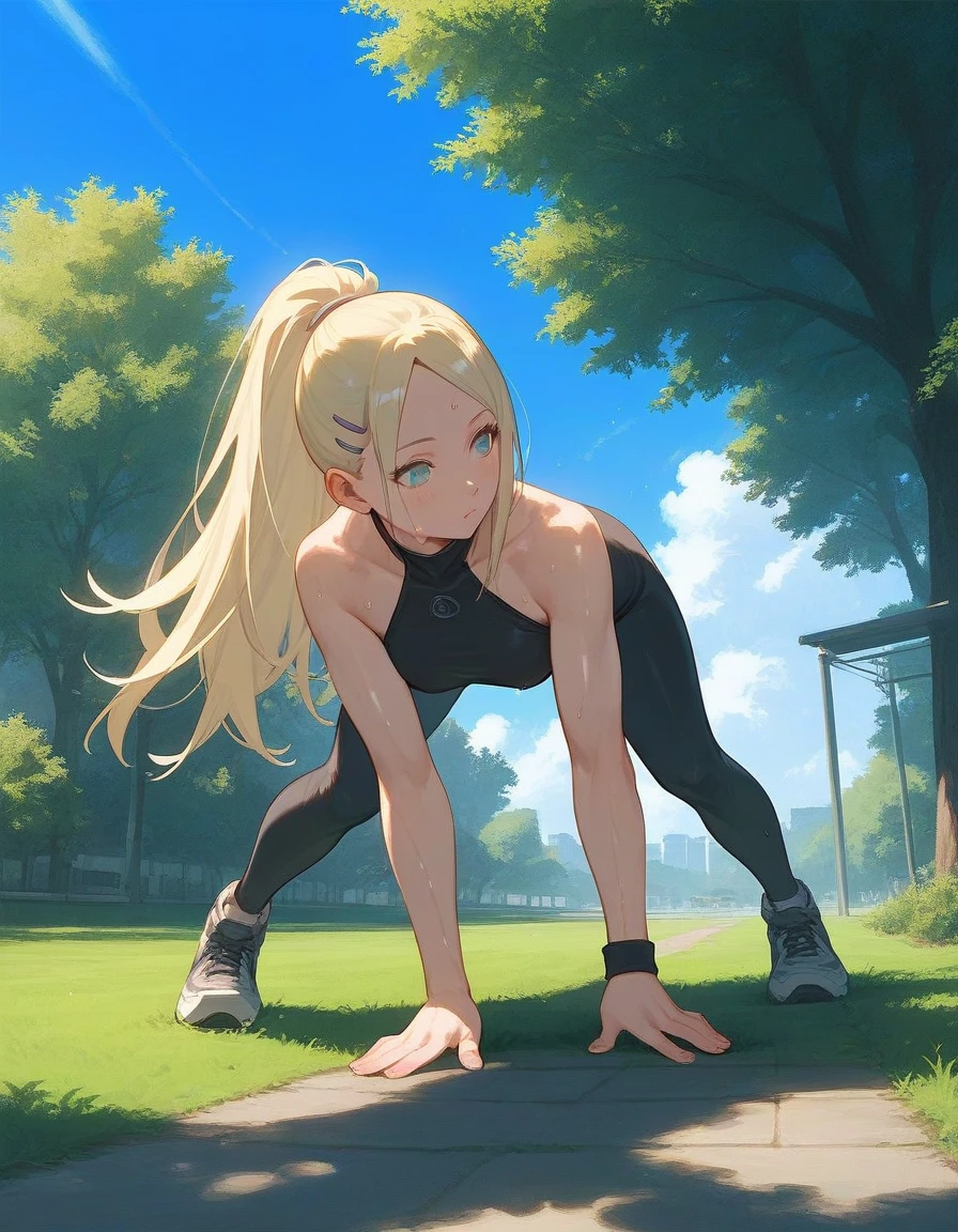 masterpiece, Navy school swimsuit, Blonde twin tails, Sunburned skin,Standing Split, Lift your legs,Leg lift,Standing on one leg,