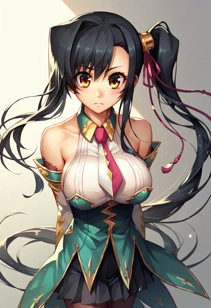 Kanu aisha_koihime _music　 side ponytail　Big Eyes　 black hair　Big Breasts　Guan Yu　Aisa　Outdoor