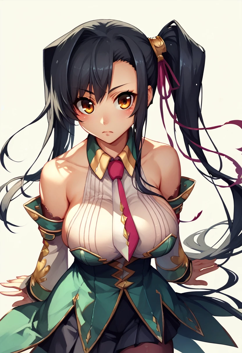 Kanu aisha_koihime _music　 side ponytail　Big Eyes　 black hair　Big Breasts　Guan Yu　Aisa　Outdoor