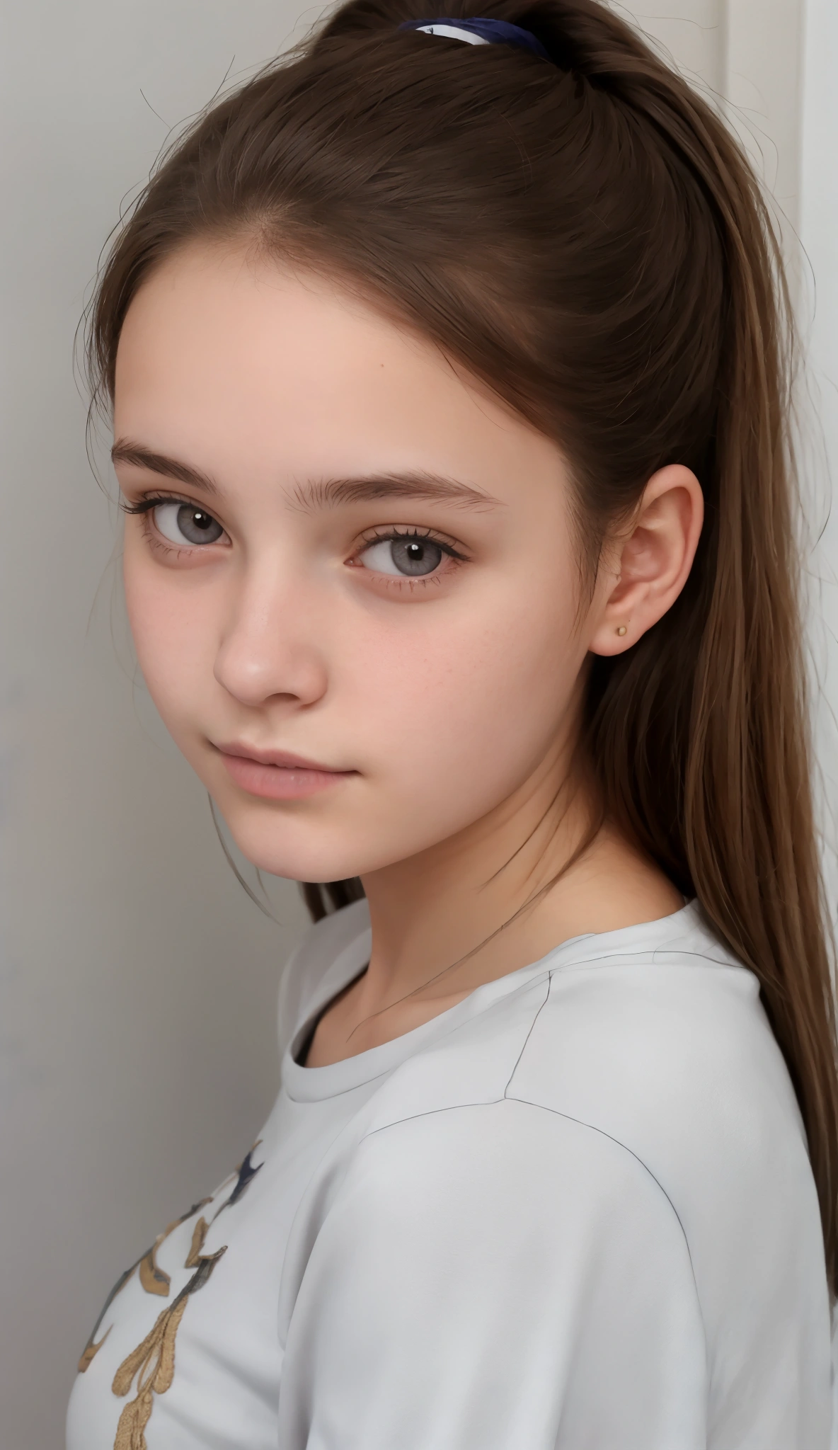 french teenager girl,  , face from exact front perspective