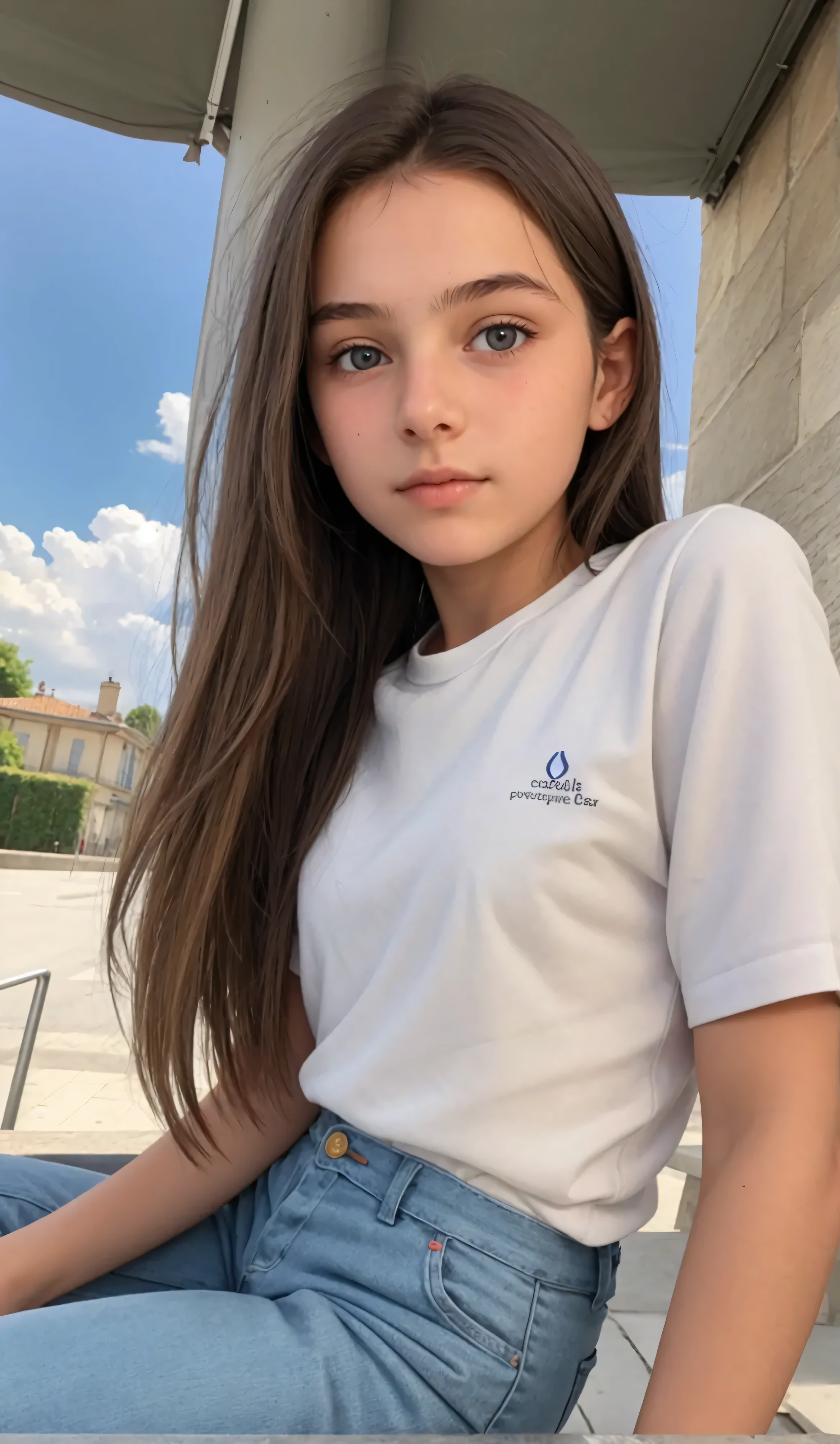 french ager girl,  , face from exact front perspective