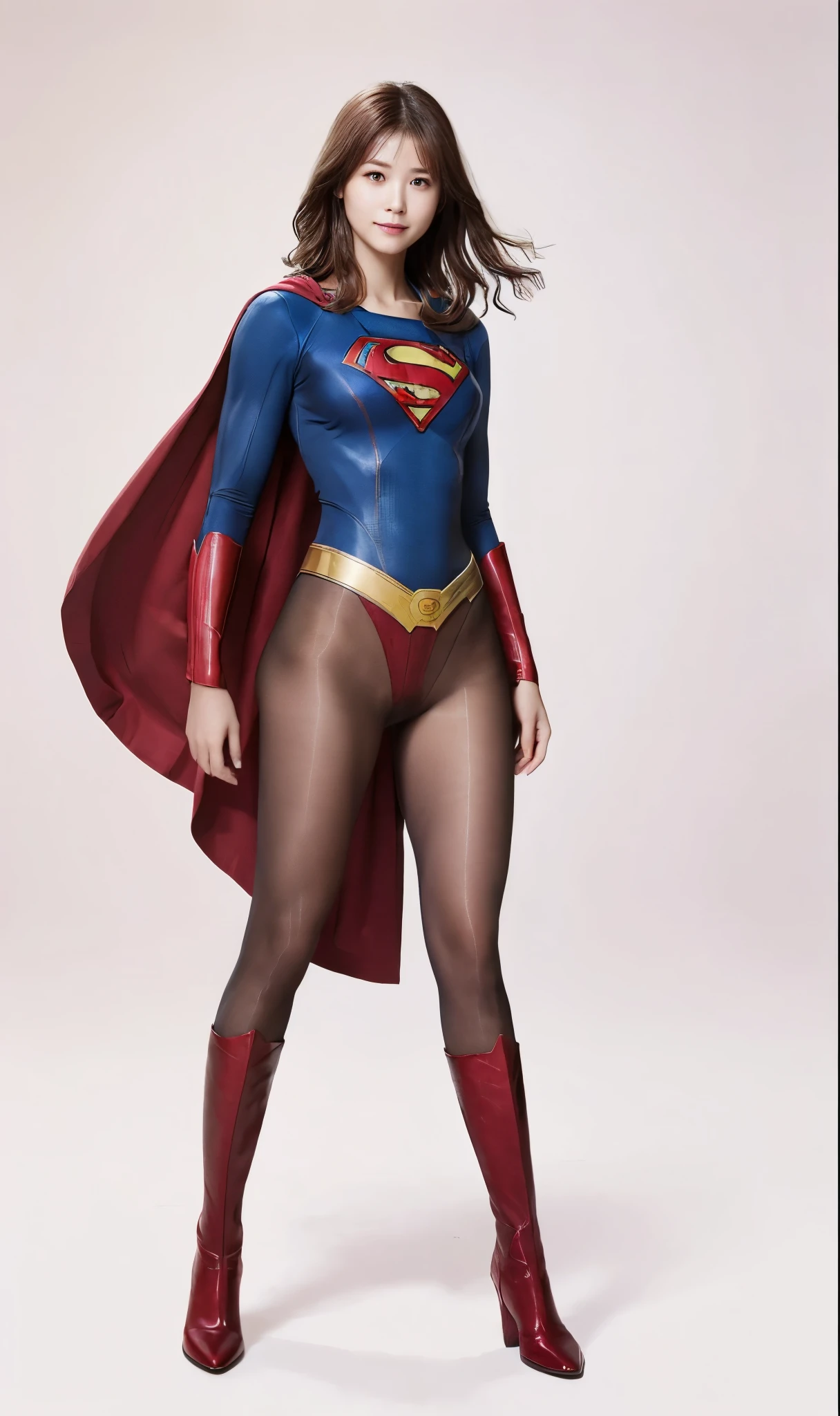  background 、((( BEAUTIFUL LEGS WITH BLACK TIGHTS .)))、((( Legally express the beauty of your smile )))、(((( making the most of my original images )))、((( supergirl costume )))、(((Beautiful short bob hair)))、(((pain)))、(((Please wear black tights....、Wear red boots)))、(( High Quality、8k))、(( best quality、8k、masterpiece:1.3))、(((Save Background )))、 sharp concentration:1.2、 beautiful woman with perfect figure:1.4、 slim abs :1.2、 wet body:1.5、  extremely detailed face and skin texture、8k