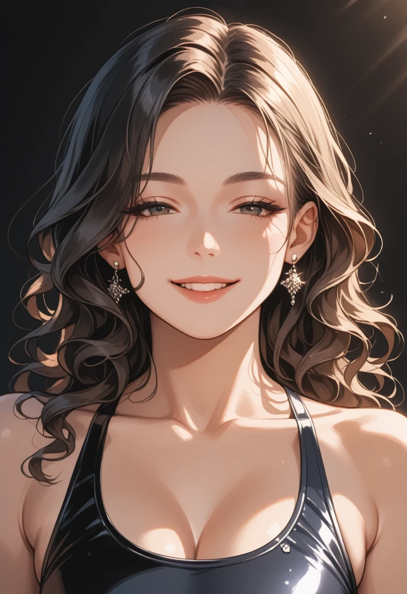 (masterpiece), (  best quality  ), (  high resolution icon ), detailed, (  intricate details 1 .2), (Hyper detailed 1.4), ( Ornate 1 .2), absurdres,  half-length portrait,  perfect face, clear face, low cut swimsuit ,  big boobs,   half-closed eyes   ( half-closed eyes ), lábios detaileds,  long wavy hair ,  sensual smile , perfect design,   shadow and contrast  ,   Black and White  , 