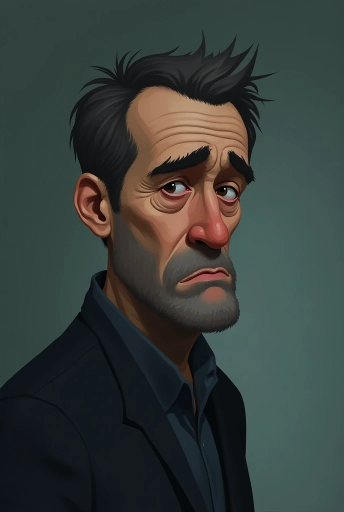 Sad man realistic cartoon