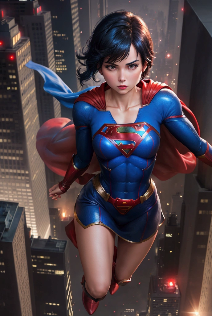 fantastical realism, bokeh, ultra detalhado, 2 garotas loiras e sexy se encarando, vestindo traje sexy de supergirl, peito contra peito, beijo, cabelo loira e loira, olhos azuis, underwear, dentro de casa, narrow deposit, fundo detalhado, traje de super cyberpunk .