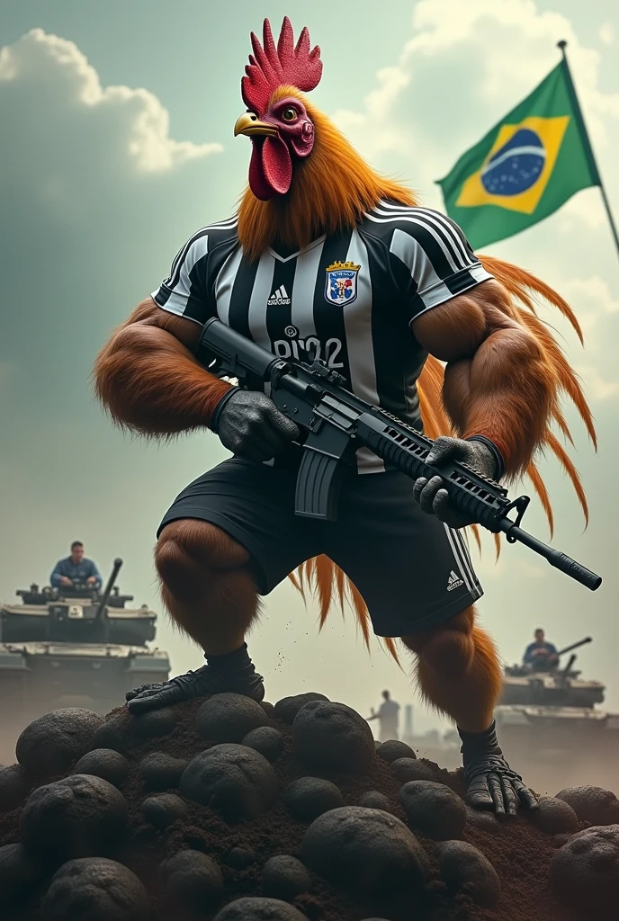 Rooster With Rifle Create a scary muscular rooster with a stripe written BRZ6 holding a ...