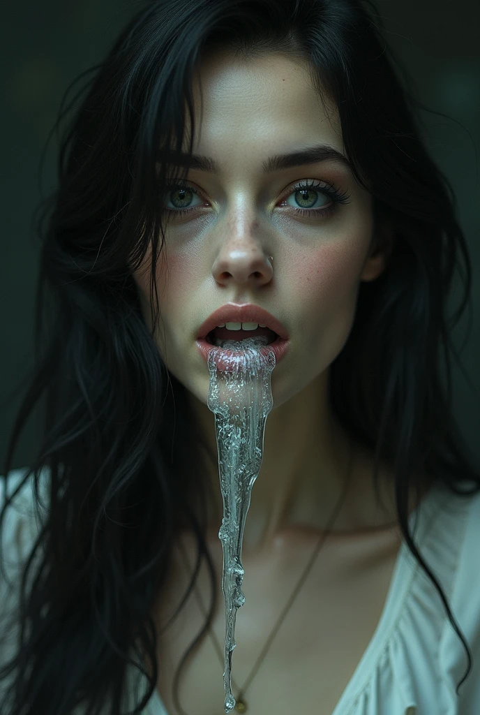 ((8K, top-quality, masterpiece, 超A high resolution, Photorealsitic:1.5)), 1girl in, age19, tilt the neck, look up at viewer:1.5, Perfect dynamic composition, Highly detailed eye and face texture:1.3, Fair skin, (Beautiful blue eyes, Erotic eyes:1,5), (Face feeling ecstasy:1.5, Sexy face:1.5), (A mouthfeel that feels beautiful eros:1.55), Facial expression when you feel that you are being caressed violently:1.4, Facial expressions when receiving pleasure:1.4, (Expression drowning in pleasure:1.65), (foco nítido, Cinematic lighting), Show face only, (((Too erotic)))