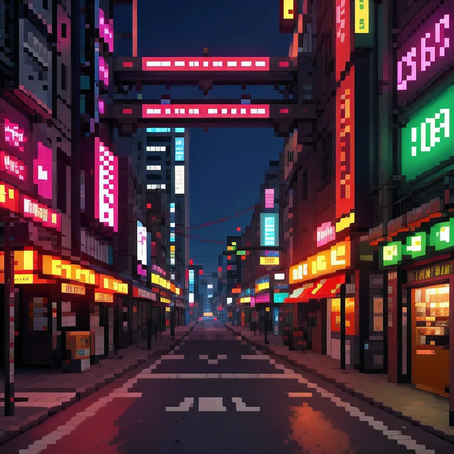 Neon Street at Night/