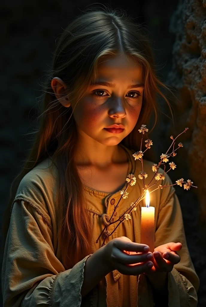 GIRL BLONDE CHILD IN BRAID, MUITAS VELAS ACESSAS , fundo vermelho.