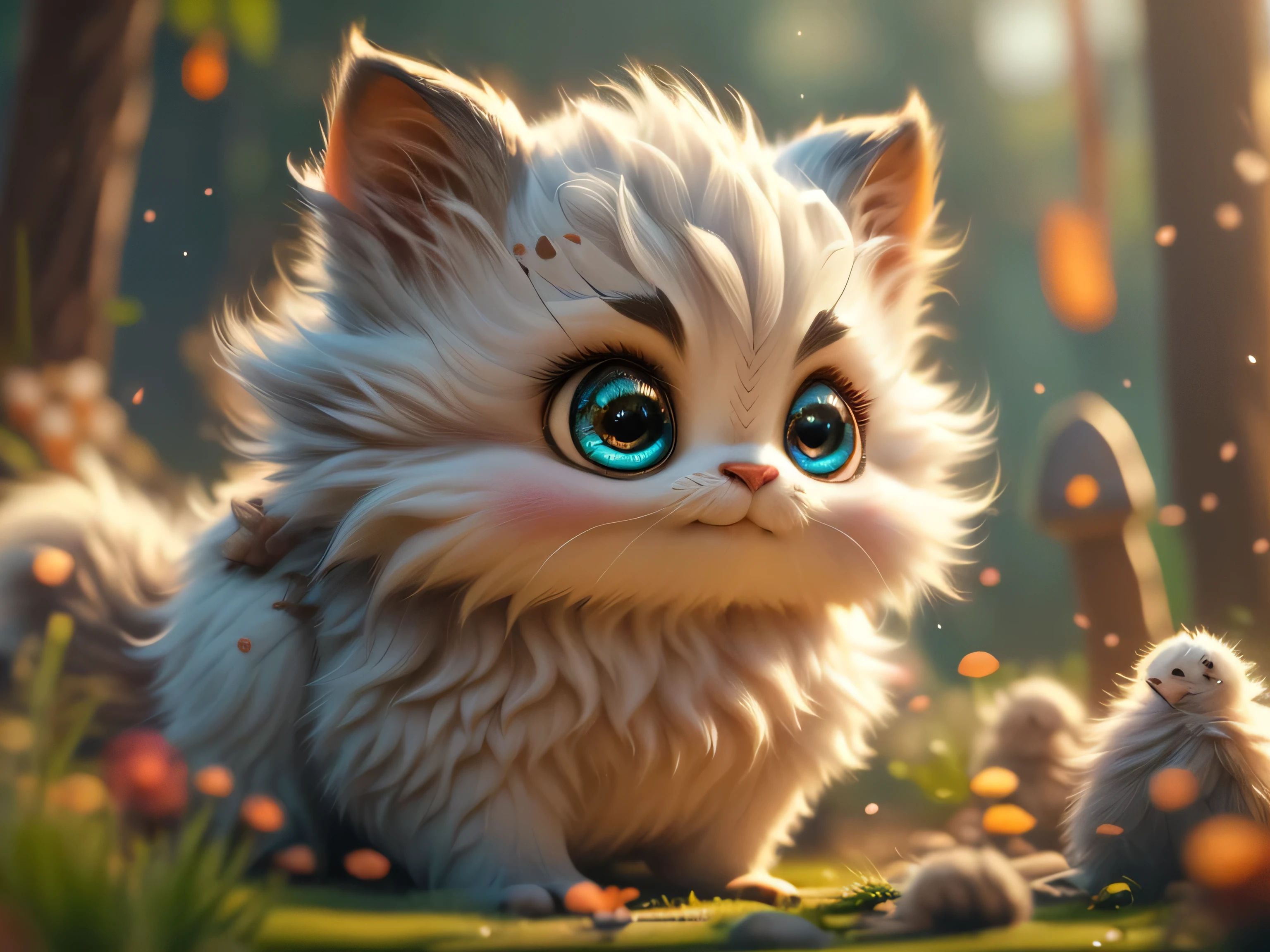 Magical Fantasy Creature, (Best Quality, Masterpiece, Representative Work, Official Art, Professional, Super Detailed, 8k:1.3), (Photorealism:1.2) Super Cute, Big Eyes, Soft, Soft Nose, Fluffy, Double-Toothed Smile, Yeti on Natural Background, Realistic, Beautiful, Stars in Eyes, Soft Volumetric Light, (Backlight:1.3), (Cinematic:1.2), Intricate Details, (ArtStation:1.3), --auto --s2