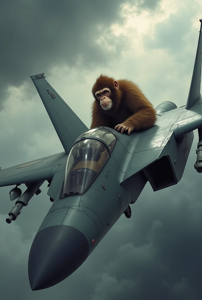 Masterpiece, best quality, realistic , cold monkey, gorilla, blur, cable, (flying plane: 1.2), sitting in the cockpit of an airplane, holding a tank, wearing a US Marine uniform, gloves, infrared sleeve, (holding an aircraft joystick: 1.2), hood, solo,